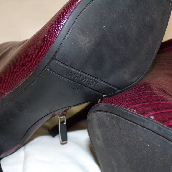 Nine west maroon high heeled booties size 6 style franky 3 - Picture 3 of 7